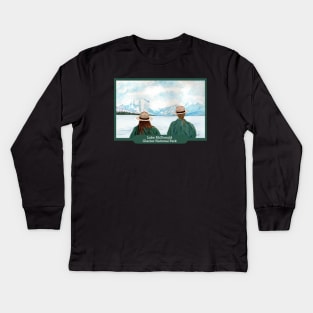 Lake McDonald, Glacier National Park Rangers Watercolor Kids Long Sleeve T-Shirt